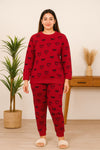 Winter Red Sleepy Love Co-Ord Set Night Suit
