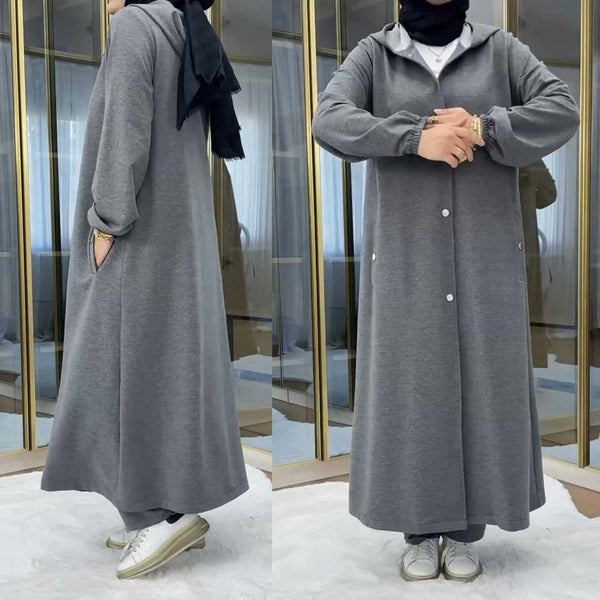 Long Button Hoodie Style 2-Pcs Winter Co-Ord Set