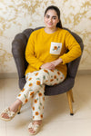 Winter Yellow Flower Co-Ord Set Night Suit